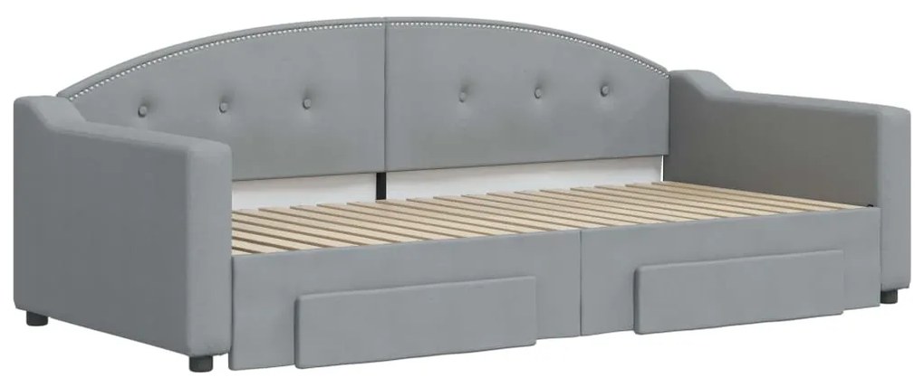 Sofá-cama c/ gavetão e gavetas 90x190 cm tecido cinzento-claro