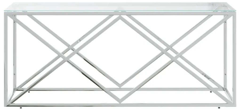Mesa de centro 110x45x45 cm aço inoxidável e vidro