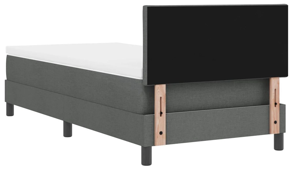 Cama Box Spring com Colchão &amp; LED Cinza Escuro 90x190 cm Tecido