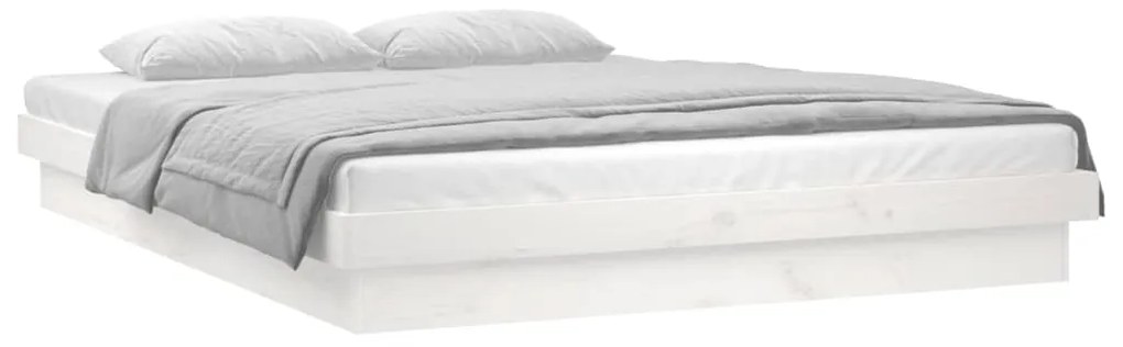 Estrutura de cama c/ LED 140x190 cm branco