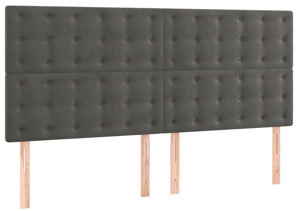 Cama com molas/colchão 160x200 cm veludo cinzento-escuro