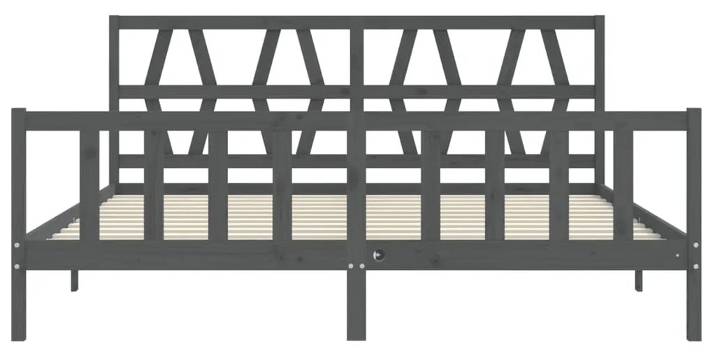 Estrutura de cama com cabeceira 200x200 cm madeira maciça cinza