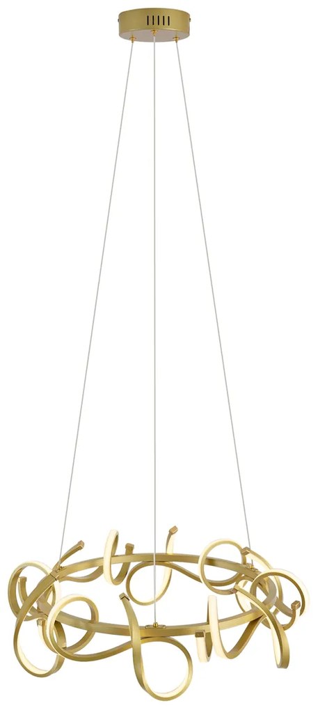 LED Candeeiro suspenso de design dourado redondo com regulação de intensidade de 3 níveis - Krisscross Moderno