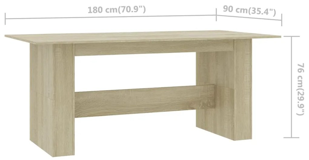 Mesa de jantar derivados de madeira carvalho sonoma