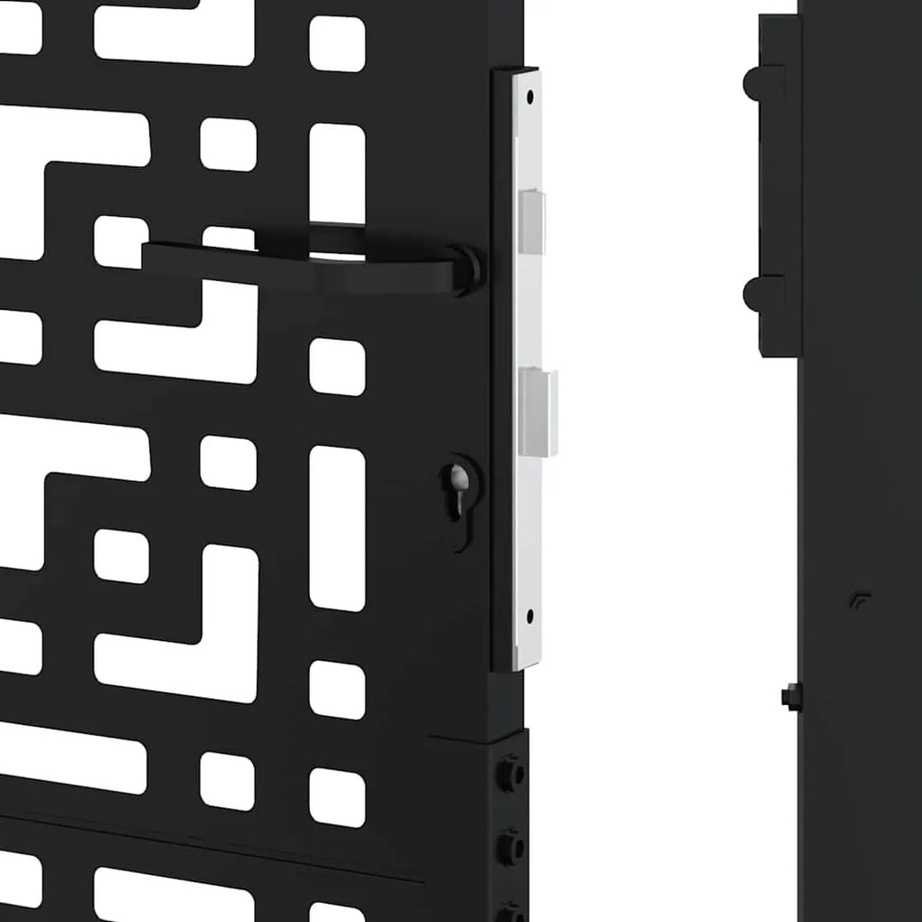 Portão de jardim 105x106 cm design cruzado de aço preto
