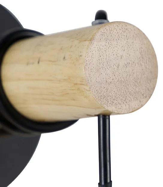 Candeeiro de parede rústico preto com madeira - Dami Frame