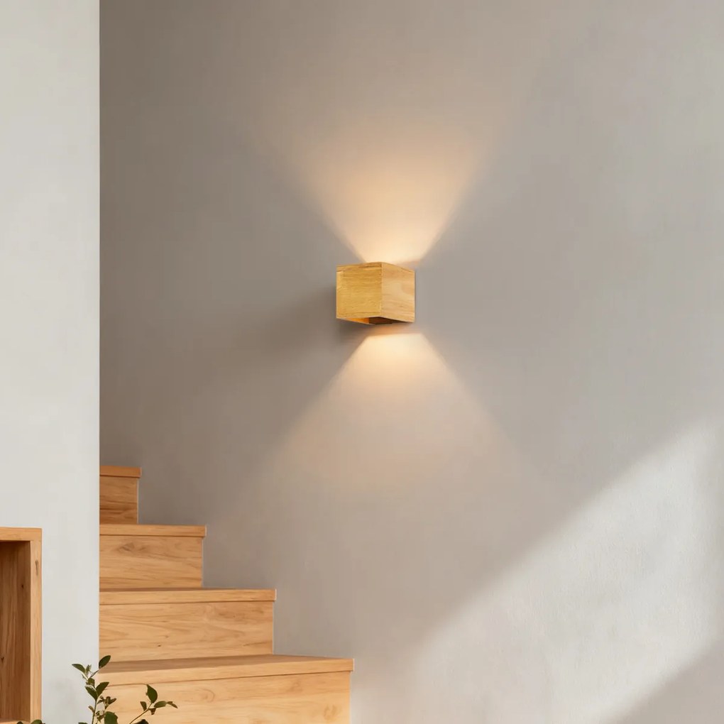 Candeeiro de parede rústico em madeira de carvalho - Transfer