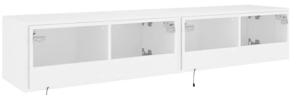 Móveis de parede p/ TV com luzes LED 2 pcs 80x35x31 cm branco
