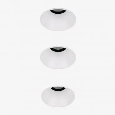 Pack De 3 Downlights Led Embutidos Sem Moldura Trimless Redondos Em Alumínio Luisiana Branco & Branco Cálido 2700k & Ø6,8 Cm & 10 W & 38º - Sklum