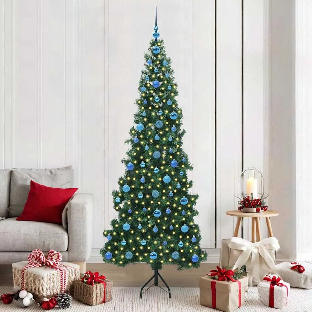 vidaXL Árvore de Natal artificial de canto Verde 210 cm PVC e Metal