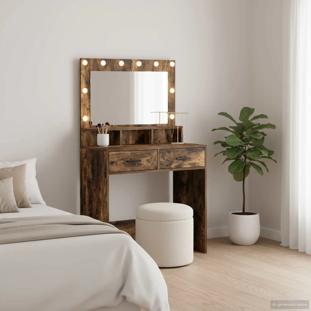 vidaXL Mesa de vestir com gaveta Carvalho Defumado 79 x 41 x 135 cm