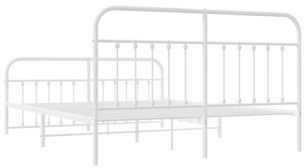 Estrutura de cama com cabeceira e pés 180x200 cm metal branco