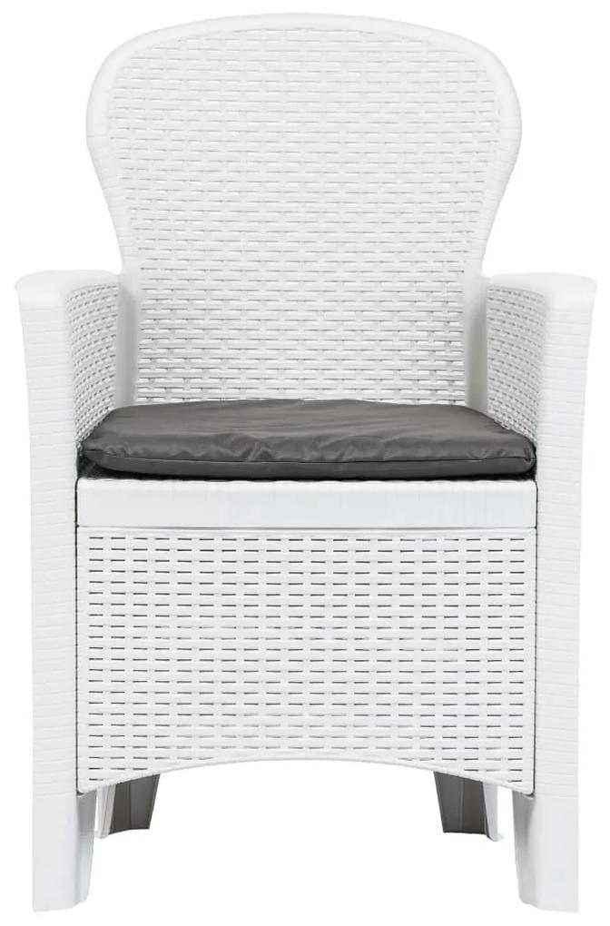 Cadeiras jardim c/ almofadão 2 pcs plástico branco aspeto vime