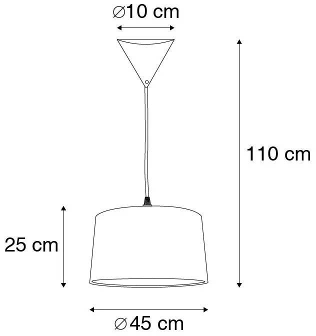 Candeeiro de suspensão moderno preto com cúpula branca 45 cm - Pendant