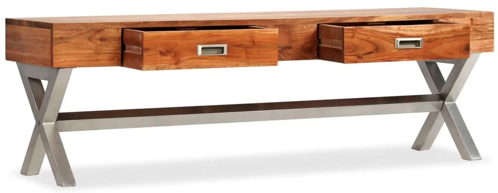 Móvel de TV com gavetas madeira de acácia maciça 140 cm