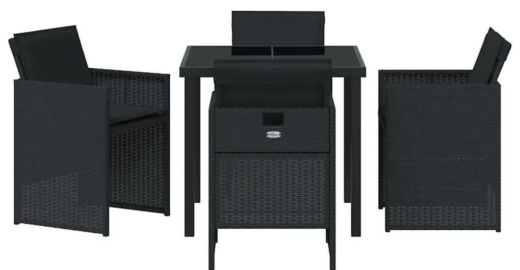 Conjunto de Jantar de Jardim 5 Peças com Almofadas em Rattan Rígido Pr