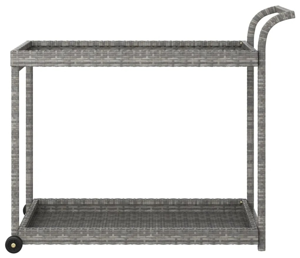 Carrinho de bar 100x45x83 cm vime PE cinzento