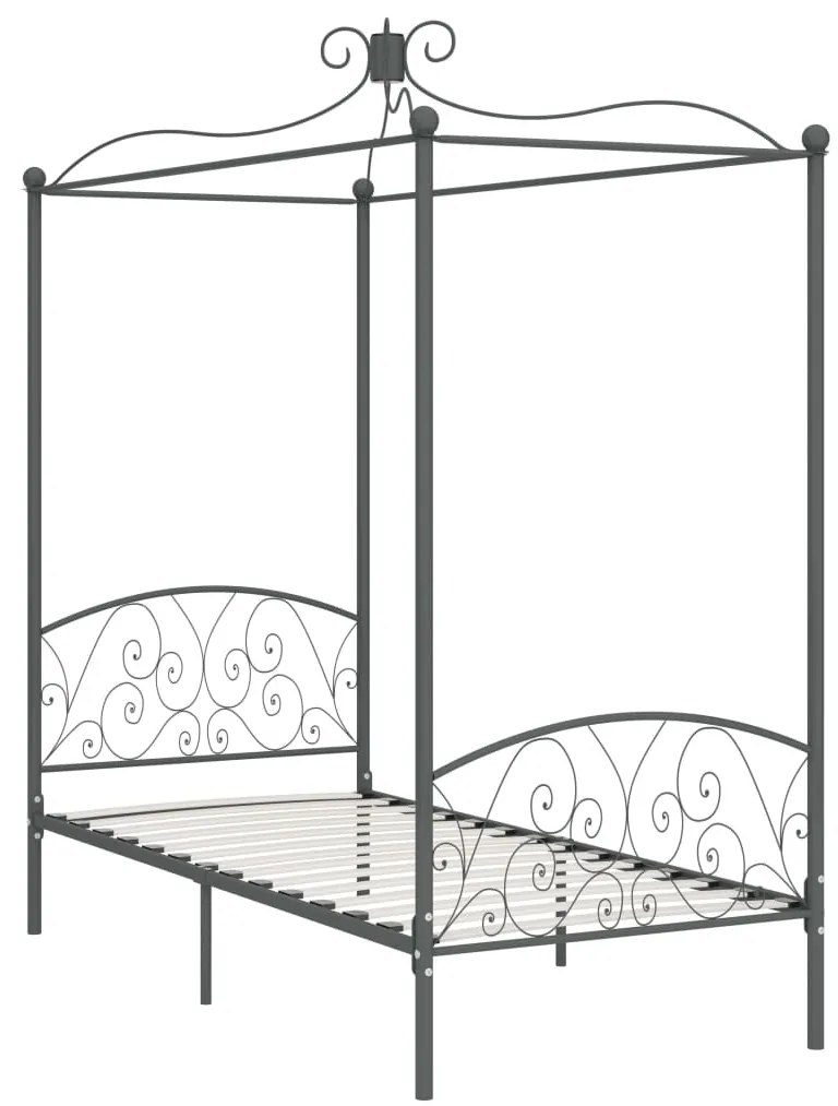 Estrutura de cama com dossel 100x200 cm metal cinzento