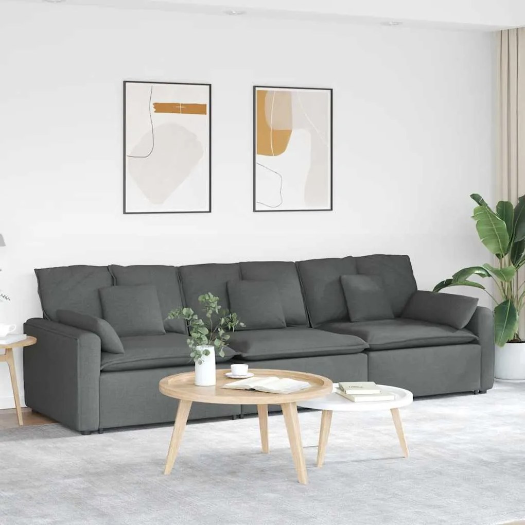 vidaXL Sofá modular com almofadas cinzento-escuro