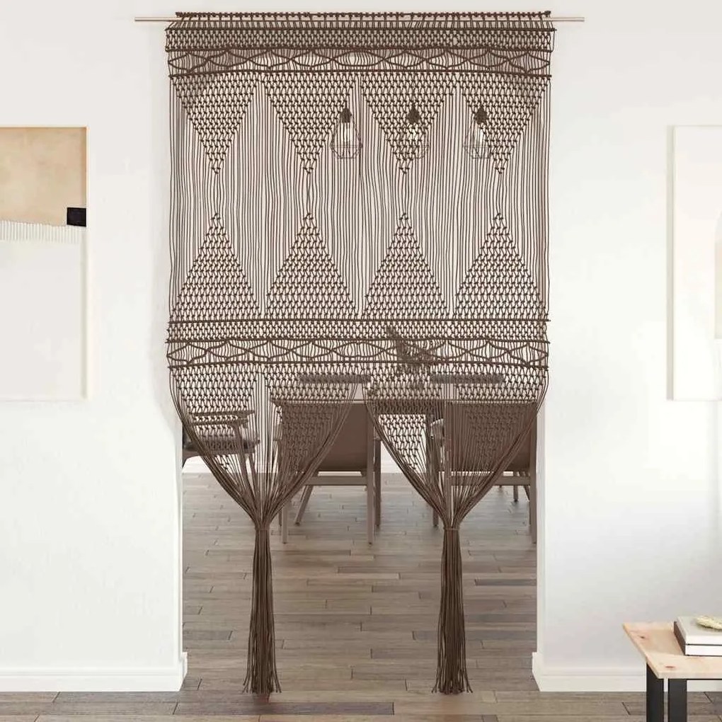 vidaXL Cortina em macramé 140x240 cm algodão cinzento-acastanhado