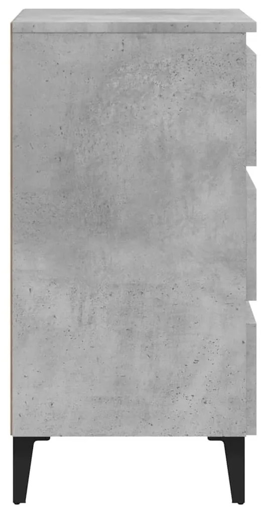 Mesas cabeceira pernas metal 2 pcs 40x35x69 cm cinzento cimento