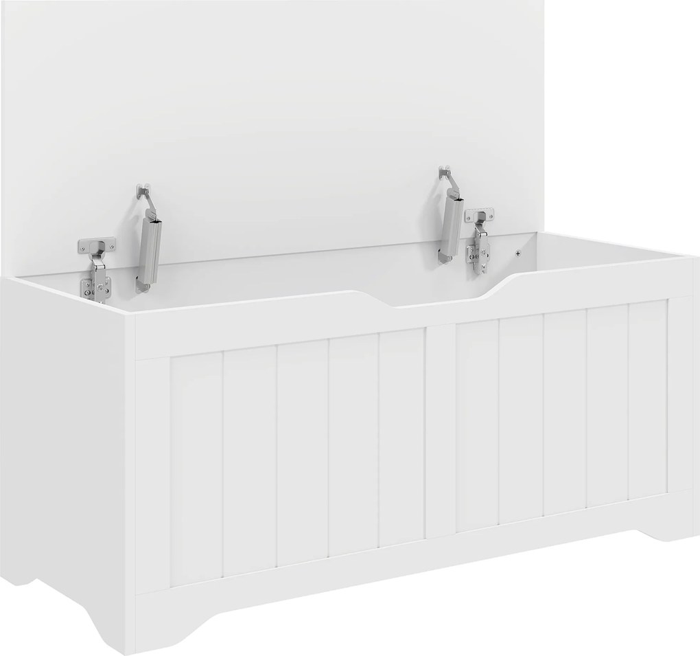 HOMCOM Banco-Baú com Tampa Elevável 100 cm Branco | Aosom Portugal