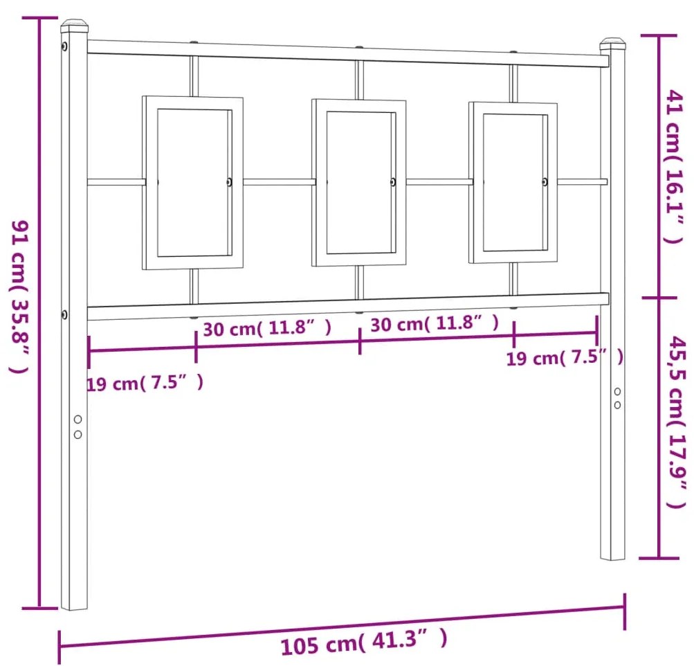 Cabeceira de cama 100 cm metal branco