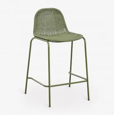 Pack De 2 Bancos Altos De Jardim Empilháveis Em Rattan Sintético Reiven ↑65 Cm & Verde Azeitona Intenso - Sklum