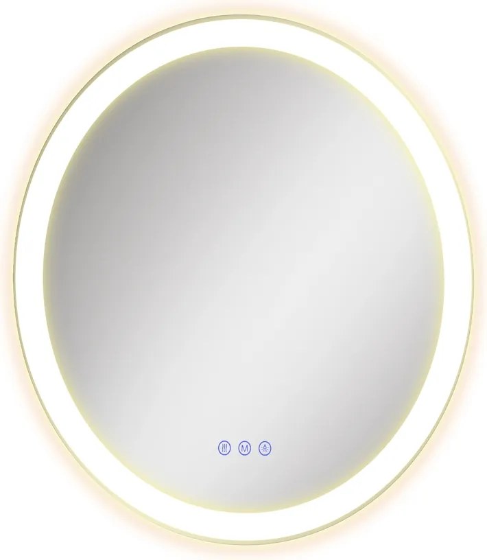 Espelho redondo para casa de banho 61 cm de diâmetro, espelho de parede com LED branco