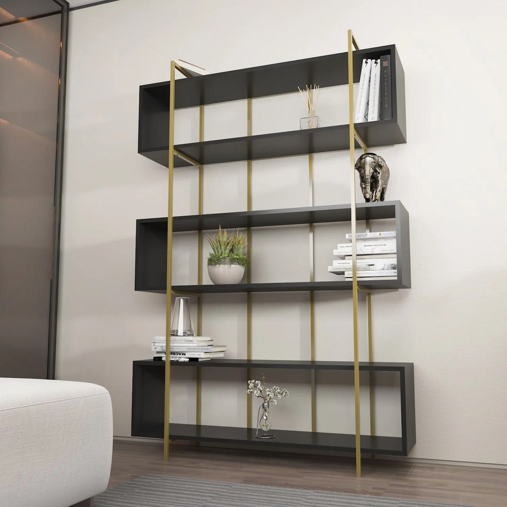 Estante Bruti – Antracite & Ouro – 120x180x29,6 cm