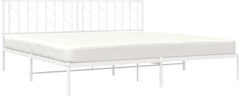 Estrutura de cama com cabeceira 200x200 cm metal branco