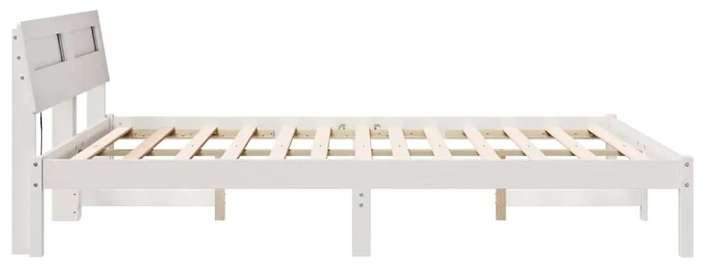 Estrutura da Cama com luzes de tira LED com cabeceira Branco 160 x 200