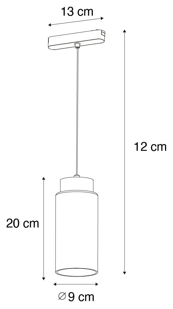 Candeeiro Pendente Moderno Preto para Sistema de Trilho Monofásico c/ LED Integrado - Magnetic Vance Moderno