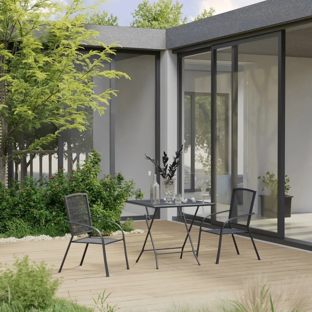 vidaXL 3 pcs conjunto de jantar para jardim aço antracite
