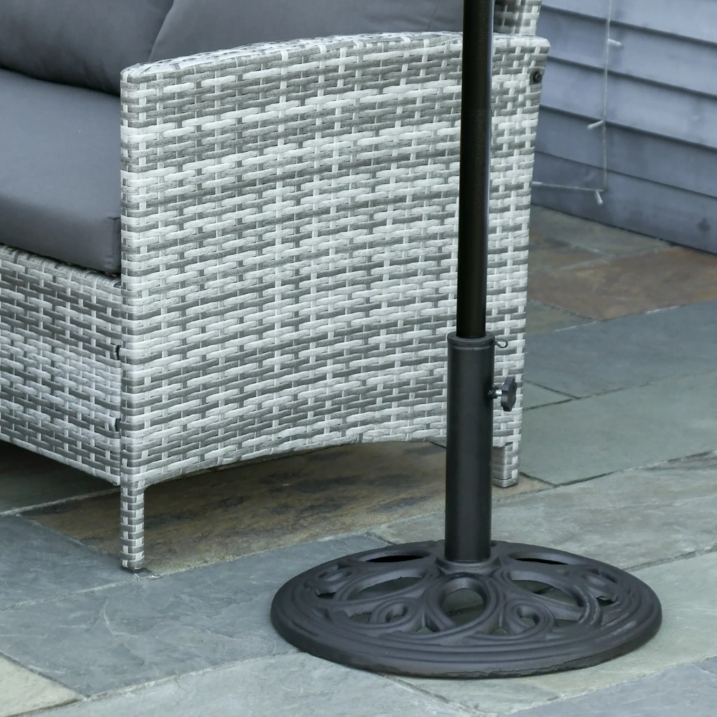 Base redonda para guarda-sol em ferro fundido, 11,5 kg, para postes com Ø 38 e 48 mm, para jardim, pátio e terraço, Ø 45 x 33,5 cm, preta