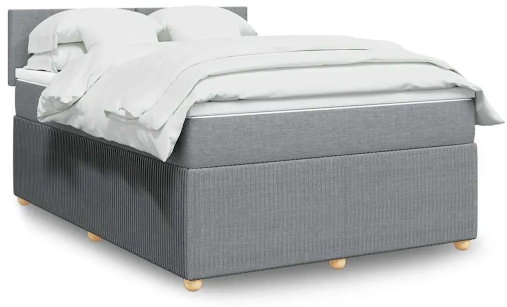 vidaXL Cama com molas/colchão 160x200 cm tecido cinzento-claro