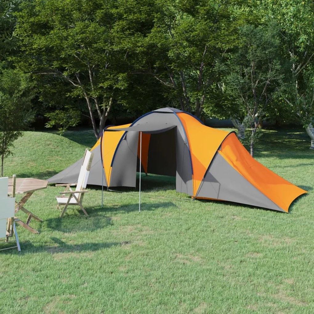 Tenda de campismo para 6 pessoas cinzento e laranja