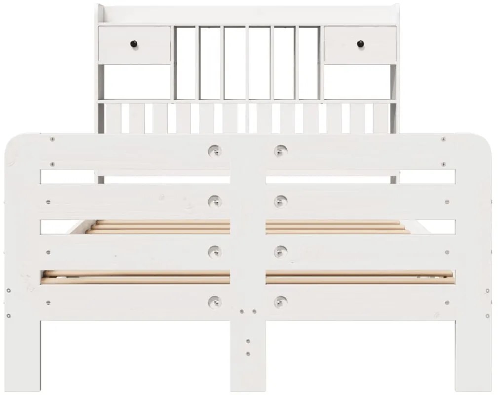 Cama com estante sem colchão 135x190 cm pinho maciço branco