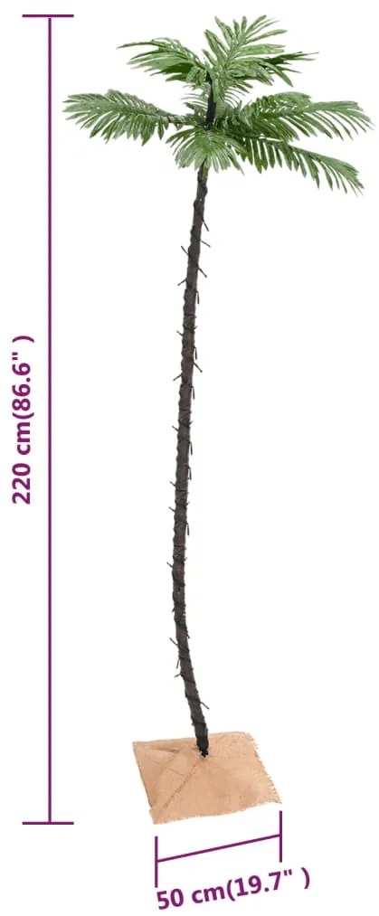 Palmeira c/ 136 luzes LED 220 cm branco quente