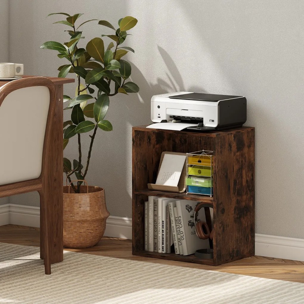 Estante com 2 cubos 42 x 29,5 x 53,5 cm com prateleira ajustável em 5 posições para sala, quarto, escritório castanho rustico