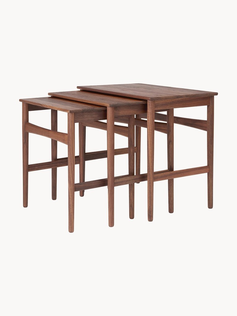 Mesa de apoio em madeira de nogueira CH004, conjunto de 3