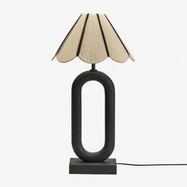 Candeeiro De Mesa Em Madeira De Manga Tiberia Preto Claro & Branco - Preto Ø35 Cm - ↑20 Cm Irais - Sklum