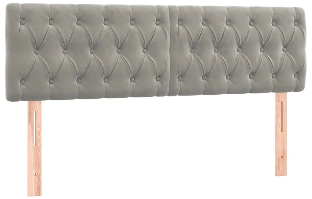 Cabeceira de cama c/luzes LED veludo 144x7x78/88 cm cinza-claro