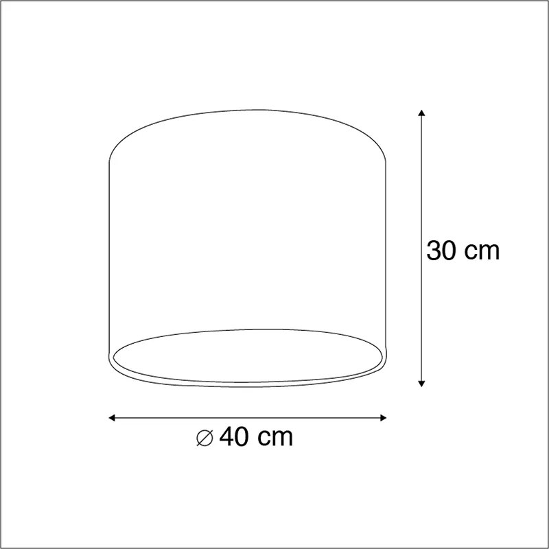 Abajur de veludo com design de pavão 40/40/30 com interior dourado