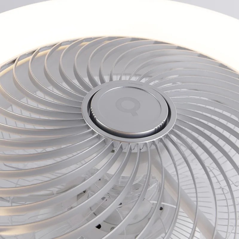 Ventilador de teto prateado com LED e comando remoto - Clima Design