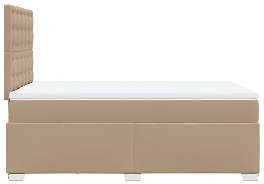 Cama boxspring c/ colchão 120x190cm couro artificial cappuccino