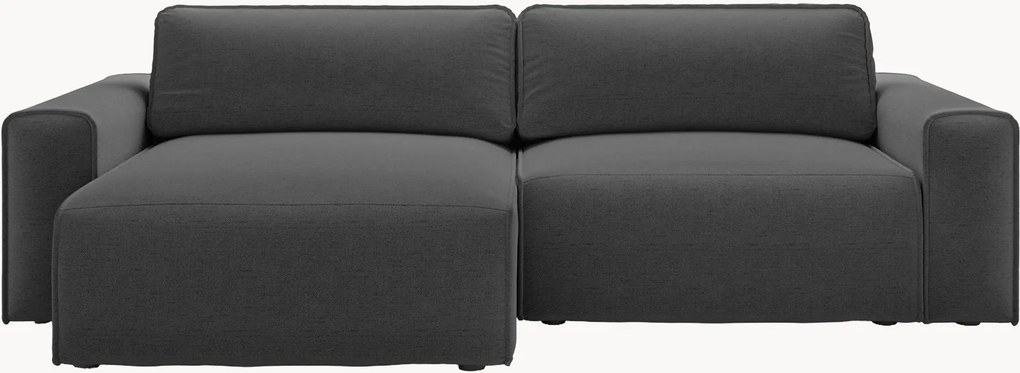 Sofá-cama de canto em chenille com arrumação Victor (3 lugares)