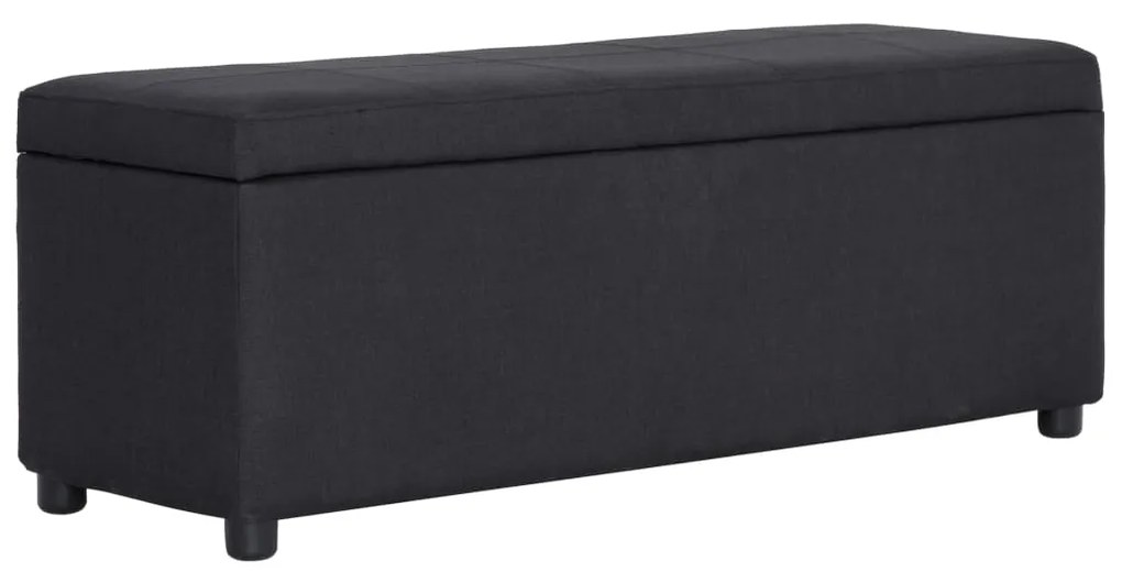 vidaXL Banco com compartimento de arrumação 116 cm poliéster preto