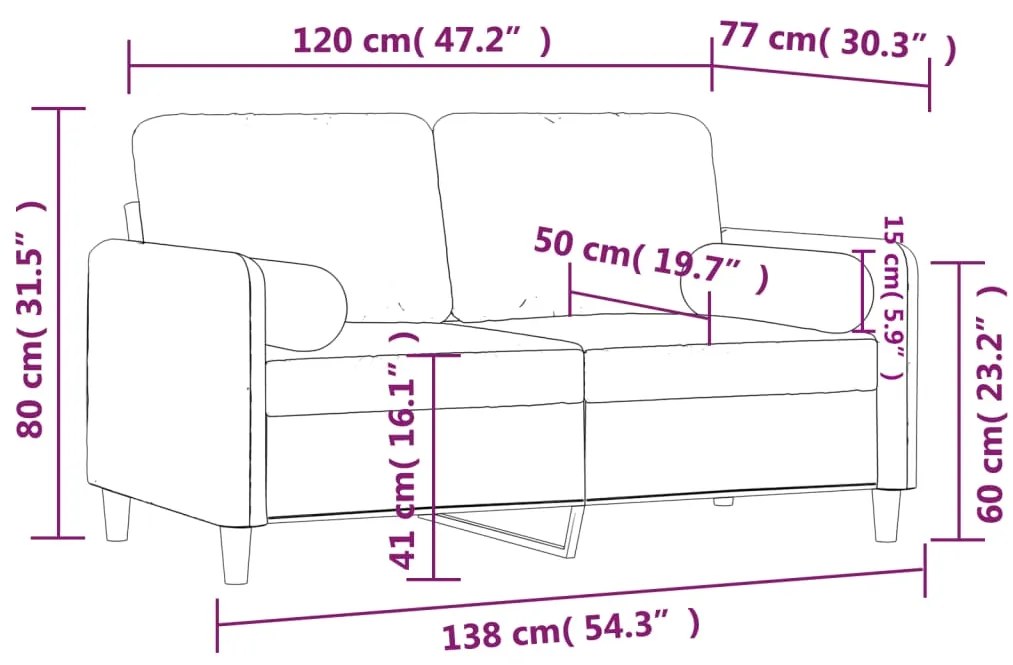 Sofá 2 lugares c/ almofadas decorativas 120 cm veludo preto