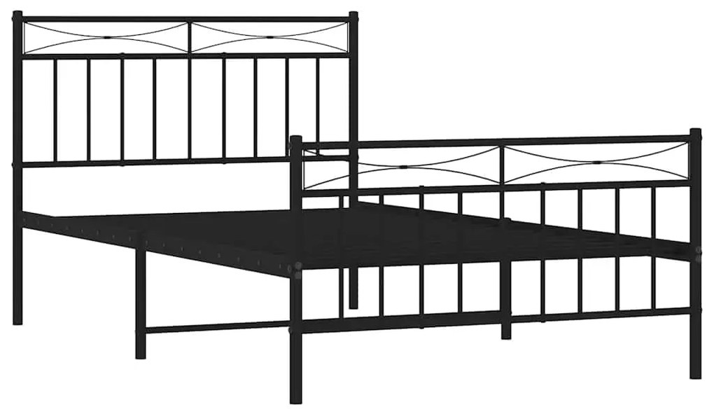 Estrutura de cama com cabeceira e pés 100x200 cm metal preto